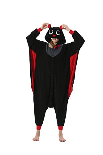 DarkCom Tier Onesie Halloween Cosplay Fledermaus Kostüm Karneval Einteiliger Pyjamas Overall für Frauen und Männer S von DarkCom