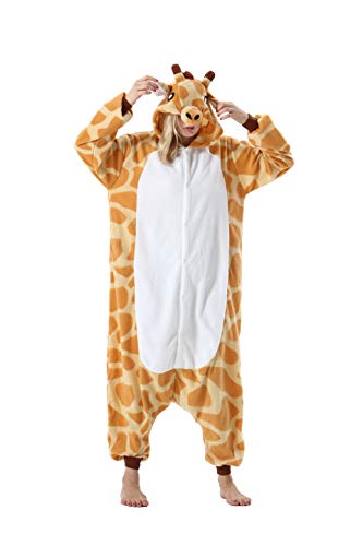 DarkCom Tier Onesie Halloween Cosplay Giraffe Kostüm Karneval Einteiliger Pyjamas Jumpsuit für Frauen und Männer M von DarkCom
