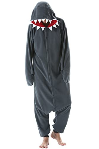 DarkCom Tier Onesie Halloween Cosplay Grauer Hai Kostüm Karneval Einteiliger Pyjamas Jumpsuit für Frauen und Männer M von DarkCom