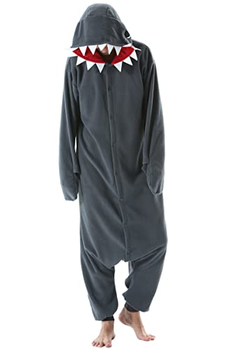 DarkCom Tier Onesie Halloween Cosplay Grauer Hai Kostüm Karneval Einteiliger Pyjamas Jumpsuit für Frauen und Männer XL von DarkCom