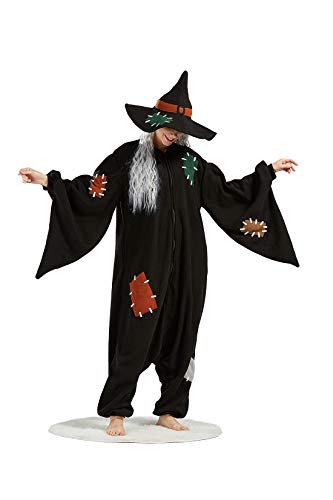 DarkCom Tier Onesie Halloween Cosplay Hexe Kostüm Karneval Einteiliger Pyjamas Jumpsuit für Frauen und Männer XL von DarkCom