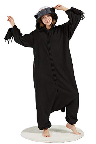 DarkCom Tier Onesie Halloween Cosplay Honig Dachs Kostüm Karneval Einteiliger Pyjamas Jumpsuit für Frauen und Männer L von DarkCom