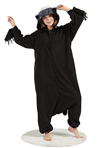 DarkCom Tier Onesie Halloween Cosplay Honig Dachs Kostüm Karneval Einteiliger Pyjamas Jumpsuit für Frauen und Männer M von DarkCom