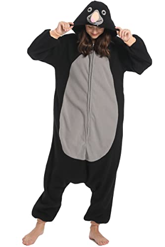 DarkCom Tier Onesie Halloween Cosplay Maulwurf Ratte Kostüm Karneval Einteiliger Pyjamas Overall für Frauen und Männer M von DarkCom
