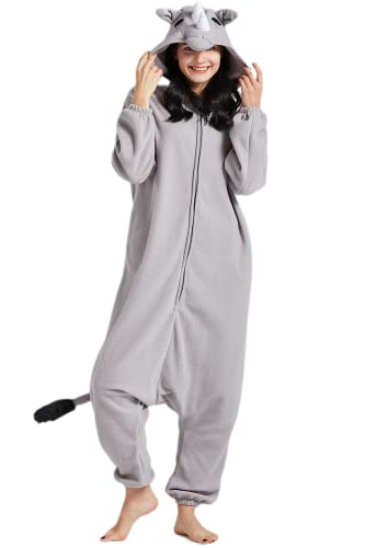 DarkCom Tier Onesie Halloween Cosplay Nashörner Kostüm Karneval Einteiliger Pyjamas Jumpsuit für Frauen und Männer XL DarkCom Tier Onesie Halloween Cosplay Nashörner Kostüm Karneval Einteiliger Pyjamas Jumpsuit für Frauen und Männer XL von DarkCom