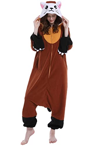 DarkCom Tier Onesie Halloween Cosplay Pine Marten Kostüm Karneval Einteiliger Pyjamas Jumpsuit für Frauen und Männer XL von DarkCom