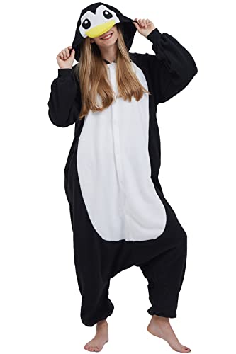 DarkCom Tier Onesie Halloween Cosplay Pinguin Kostüm Karneval Einteiliger Pyjamas Jumpsuit für Frauen und Männer S von DarkCom