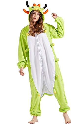 DarkCom Tier Onesie Halloween Cosplay Raupe Kostüm Karneval Einteiliger Pyjamas Jumpsuit für Frauen und Männer XL von DarkCom