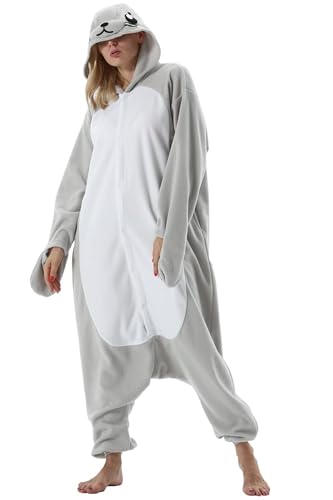 DarkCom Tier Onesie Halloween Cosplay Robbe Kostüm Karneval Einteiliger Pyjamas Jumpsuit für Frauen und Männer L von DarkCom