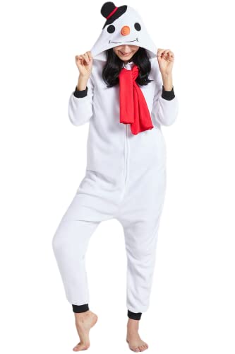 DarkCom Tier Onesie Halloween Cosplay Schneemann Kostüm Karneval Einteiliger Pyjamas Jumpsuit für Frauen und Männer XL von DarkCom