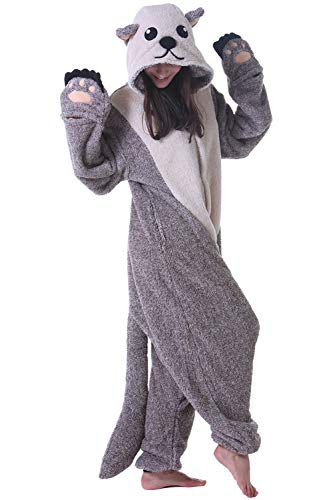 DarkCom Tier Onesie Halloween Cosplay Sea Otter Kostüm Karneval Einteiliger Pyjamas Jumpsuit für Damen und Herren S von DarkCom