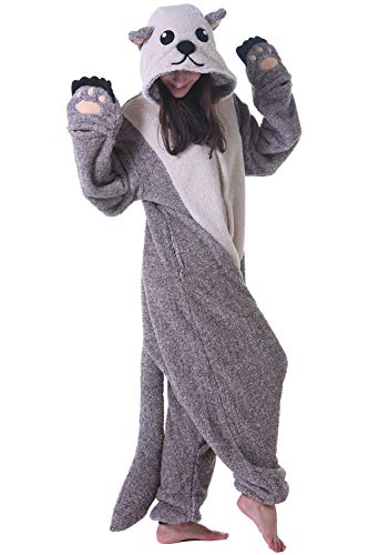 DarkCom Tier Onesie Halloween Cosplay Sea Otter Kostüm Karneval Einteiliger Pyjamas Jumpsuit für Frauen und Männer L von DarkCom