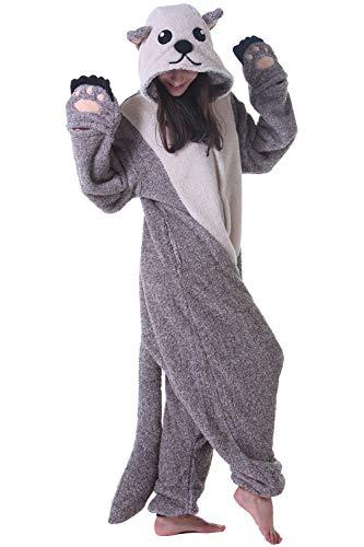 DarkCom Tier Onesie Halloween Cosplay Sea Otter Kostüm Karneval Einteiliger Pyjamas Jumpsuit für Frauen und Männer M von DarkCom