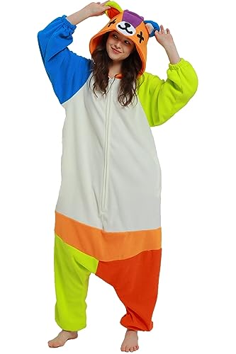 DarkCom Tier Onesie Halloween Cosplay Suture Bär Kostüm Karneval Einteiliger Pyjamas Jumpsuit für Frauen und Männer L von DarkCom