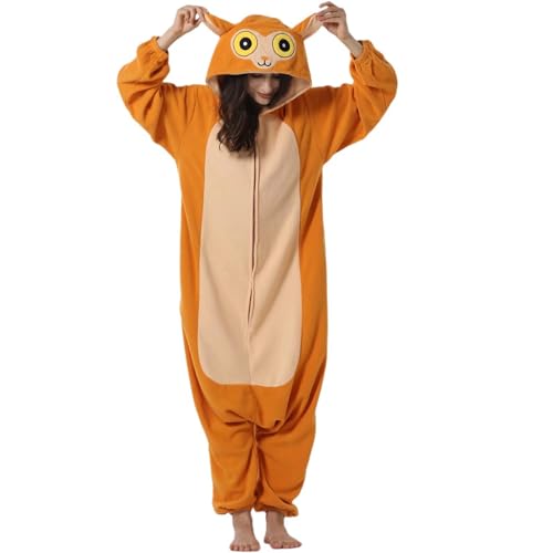 DarkCom Tier Onesie Halloween Cosplay Tarsier Kostüm Karneval Einteiliger Pyjamas Jumpsuit für Damen und Herren M von DarkCom