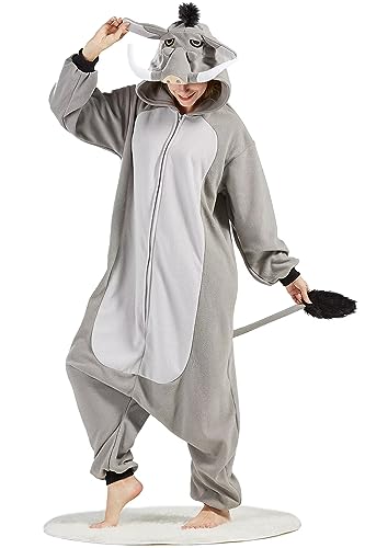 DarkCom Tier Onesie Halloween Cosplay Warze Schwein Kostüm Karneval Einteiliger Pyjamas Jumpsuit für Frauen und Männer L von DarkCom