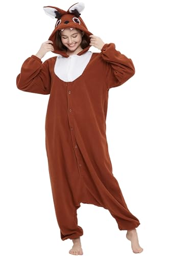 DarkCom Tier Onesie Halloween Cosplay Wolpertinger Kostüm Karneval Einteiliger Pyjamas Overall für Damen und Herren L von DarkCom
