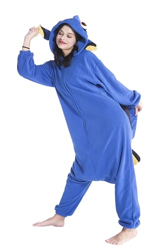 DarkCom Unisex Erwachsenen-Kostüm Blaue Algenfisch Overall Halloween-Kostüm Weihnachts-Pyjama für Frauen und Männer L von DarkCom