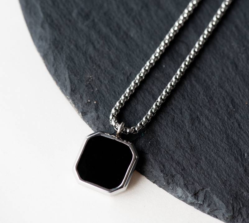 Herren Quadrat Halskette Edelstahl Anhänger Geschenk von DarkEdgeStudio