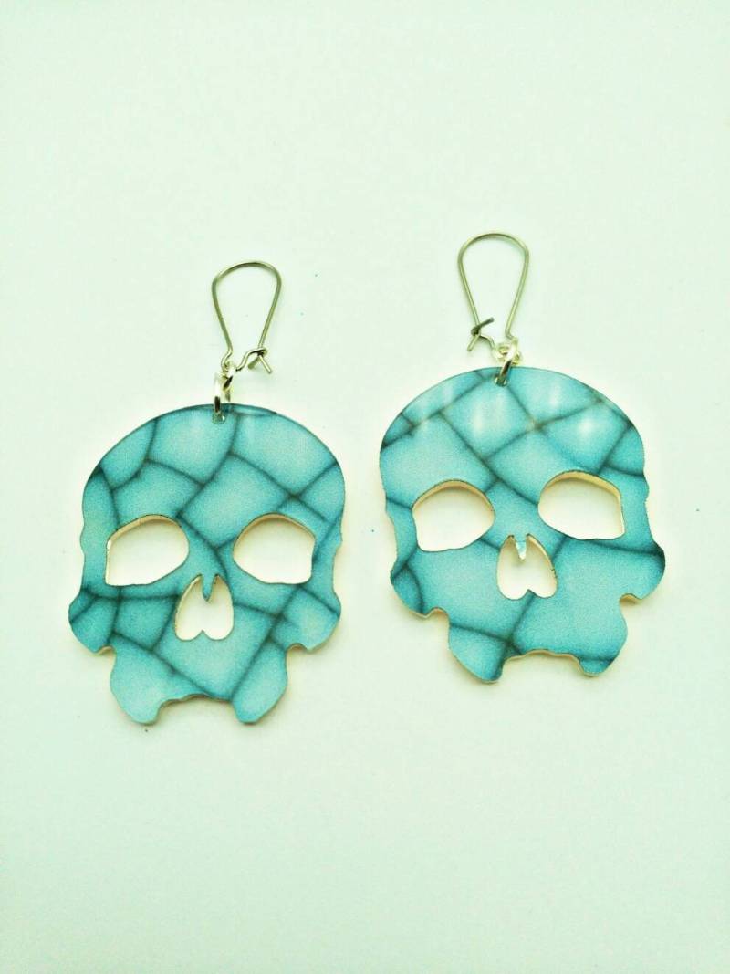 Geknistertes Schädel - Blau Marmor Laser Geschnitten Acryl Totenkopf Ohrringe Aus Silber Niere Draht Ergebnisse Hängen Geknistertes Schädel - Blau Marmor Laser Geschnitten Acryl Totenkopf Ohrringe Aus Silber Niere Draht Ergebnisse Hängen von DarkEmberDesigns