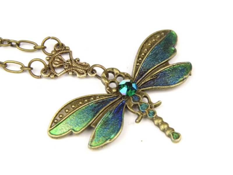 Handbemalte Libelle Jugendstil Steampunk Schmuck, Swarovski Kristall Handbemalte Libelle Jugendstil Steampunk Schmuck, Swarovski Kristall von DarkenroseJewellery