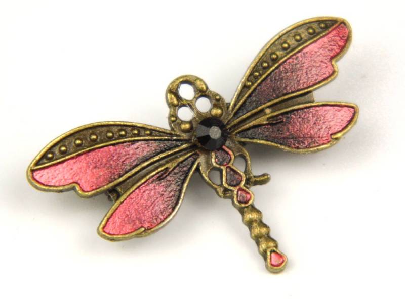 Handbemalte Rote Libellen-Brosche Jugendstil Swarovski Kristallschmuck Handbemalte Rote Libellen-Brosche Jugendstil Swarovski Kristallschmuck von DarkenroseJewellery