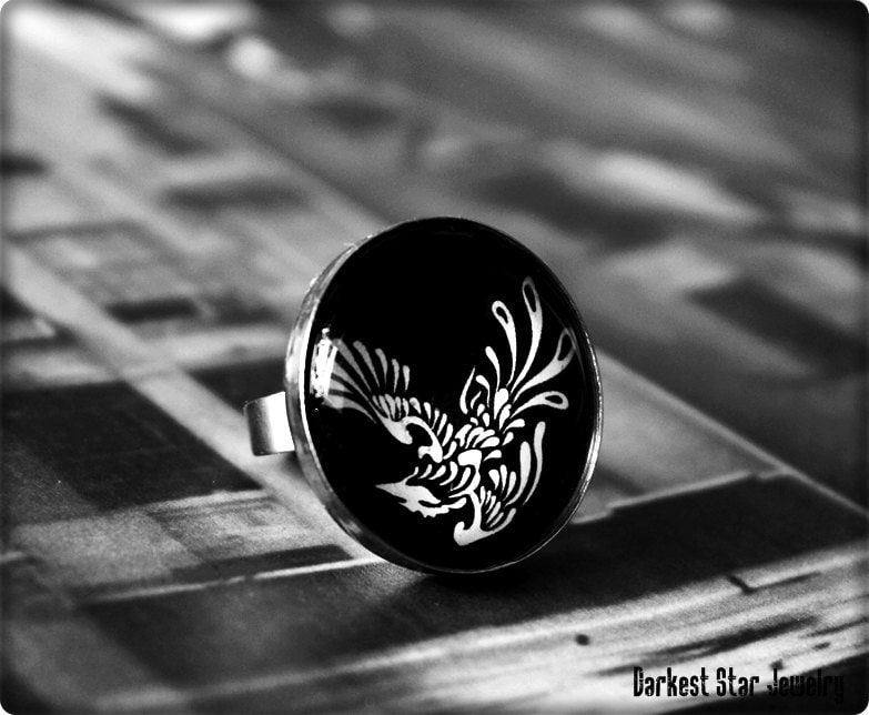 Depeche Mode Schmuck, Dave Gahan Tattoo, Phoenix Ring, Fan Art von DarkestStarJewelry