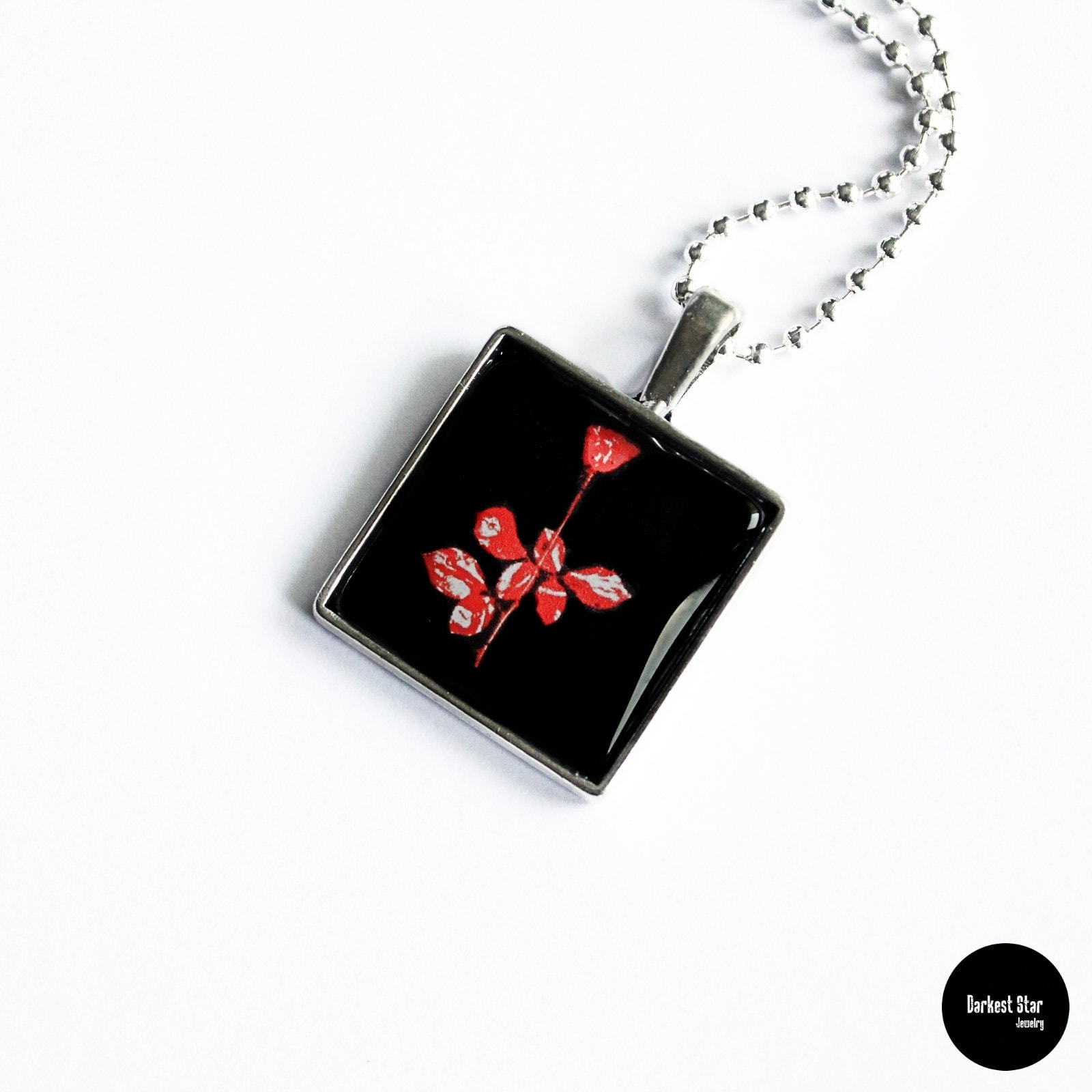 Depeche Mode Schmuck, Violator Anhänger, Rosen Halskette, Genieße Die Stille, Fan Art von DarkestStarJewelry