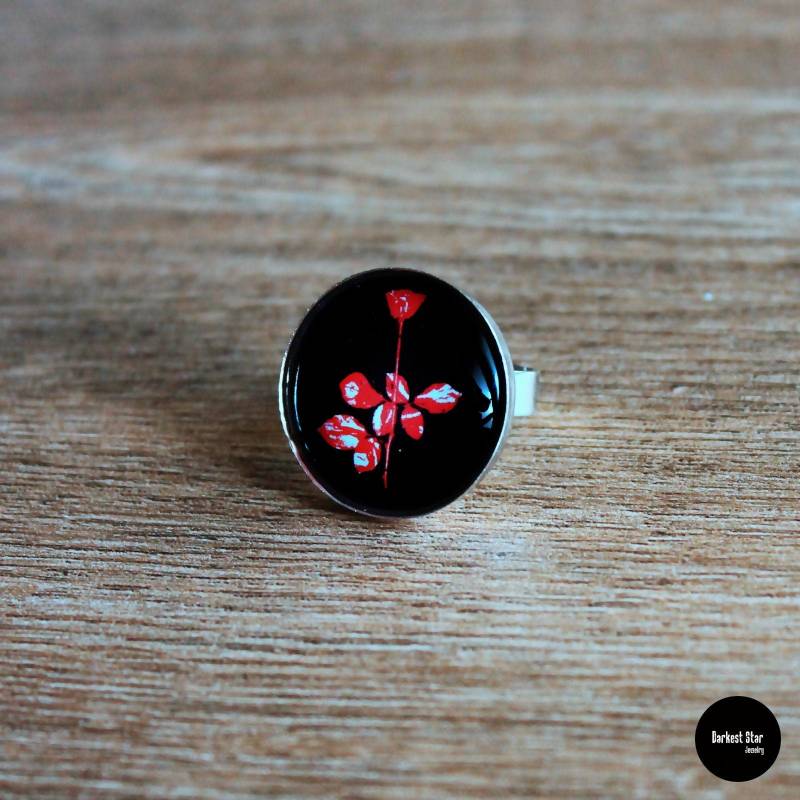 Depeche Mode Schmuck, Violator Ring, Genieße Die Stille, Rote Rose, Fan Art von DarkestStarJewelry