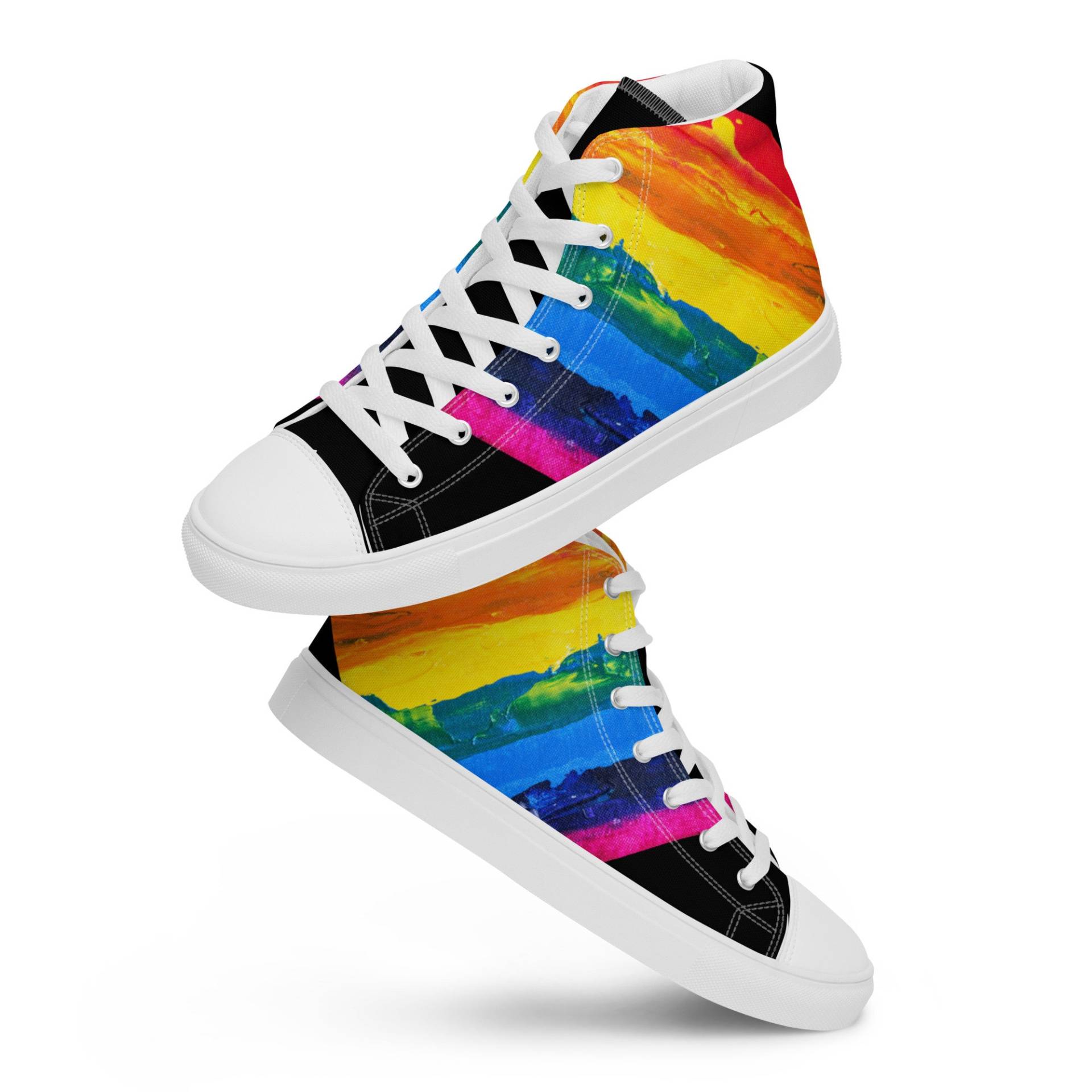 Herren High Top Canvas Schuhe | Schwarz Mit Rainbow Pride Farben in Den Größen Us 5 - 13 Halben Herren High Top Canvas Schuhe | Schwarz Mit Rainbow Pride Farben in Den Größen Us 5 - 13 Halben von Darkputtystudio