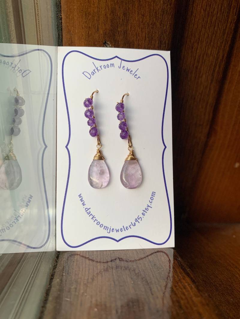 Amethyst Und 14K Gold Ohrringe von DarkroomJeweler695