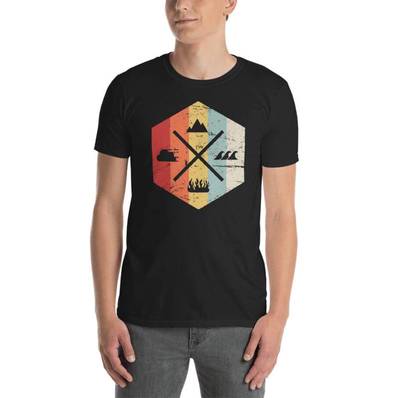 Retro-Vier Elemente T-Shirt | Unisex - Erde, Wasser, Feuer, Luft von DarksApparel