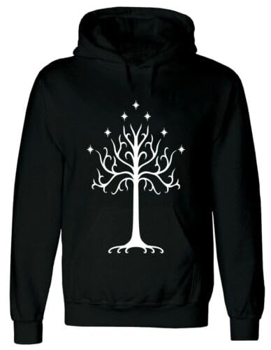 Darkwear Tree of Gondor Black Hoody Herr der Ringe Hobbit Saruman Gandalf Frodo LOTR Sweatshirt Kapuze, Schwarzer Kapuzenpullover, XXXXL von Darkwear