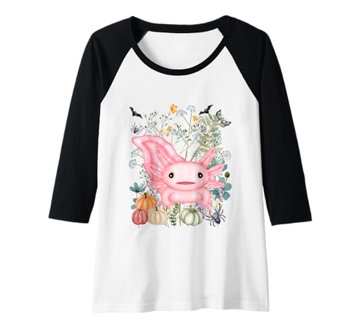 Damen Cottagecore Axoltl Halloween Summerween Aquarell Raglan von Darling Dogz