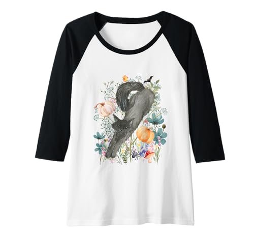 Damen Cottagecore Black Cats Halloween Summerween Aquarell Raglan Damen Cottagecore Black Cats Halloween Summerween Aquarell Raglan von Darling Dogz