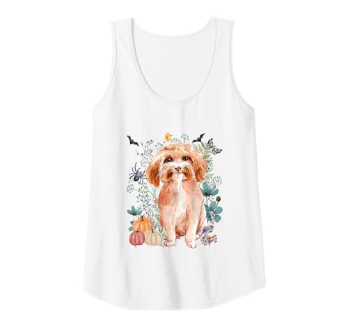 Damen Cottagecore Cockapoo Halloween Sommerween Aquarell Hunde Tank Top von Darling Dogz