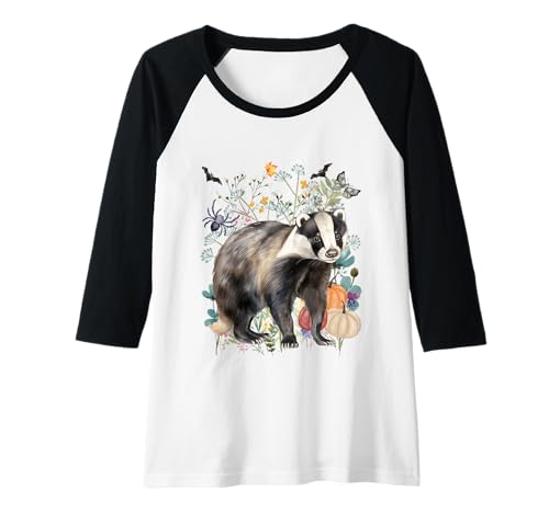 Damen Cottagecore Dachs Halloween Sommerween Aquarell Tiere Raglan von Darling Dogz
