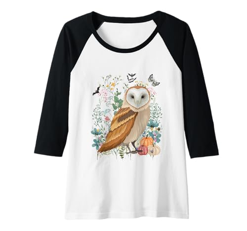 Damen Cottagecore Eulen Halloween Sommer Aquarell Wildlife Raglan von Darling Dogz