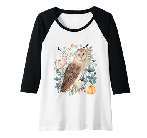Damen Cottagecore Eulen Halloween Summerween Aquarell Pastell Raglan von Darling Dogz