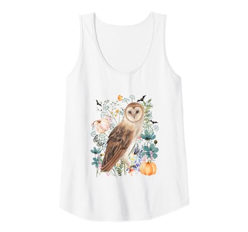 Damen Cottagecore Eulen Halloween Summerween Aquarell Pastell Tank Top von Darling Dogz