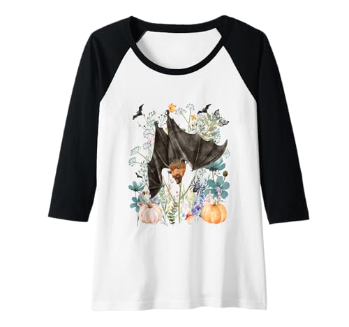 Damen Cottagecore Fledermäuse Halloween Sommerween Aquarell Tiere Raglan von Darling Dogz