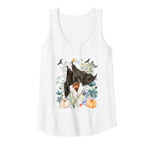 Damen Cottagecore Fledermäuse Halloween Sommerween Aquarell Tiere Tank Top von Darling Dogz