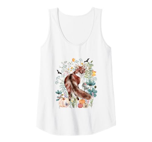 Damen Cottagecore Fox Halloween Sommerween Aquarell Tiere Tank Top von Darling Dogz