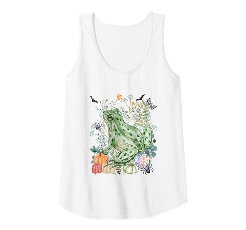 Damen Cottagecore Frosch Halloween Sommerween Aquarell Frösche Tank Top von Darling Dogz