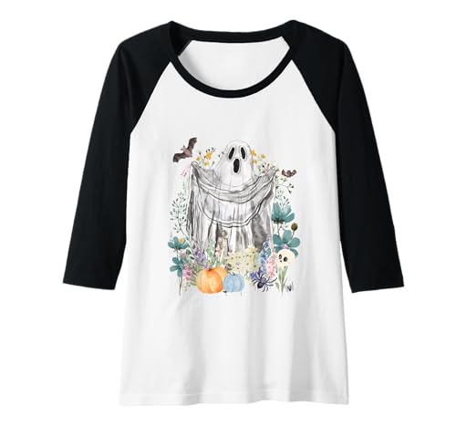 Damen Cottagecore Ghost Halloween Summerween Aquarell Geister Raglan von Darling Dogz