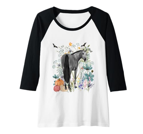Damen Cottagecore Graues Pferd Sommerween Aquarell Bauernhof Raglan von Darling Dogz