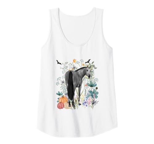 Damen Cottagecore Graues Pferd Sommerween Aquarell Bauernhof Tank Top von Darling Dogz