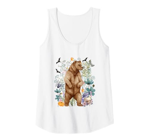 Damen Cottagecore Grizzly Bear Halloween Summerween Aquarell Tank Top von Darling Dogz