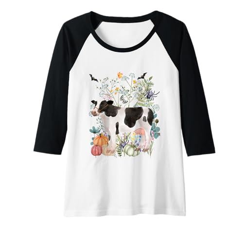 Damen Cottagecore Kuh Halloween Sommerween Bauernhof Tiere Raglan von Darling Dogz