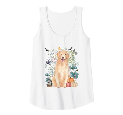 Damen Cottagecore Labrador Halloween Sommerween Aquarell Hunde Tank Top von Darling Dogz